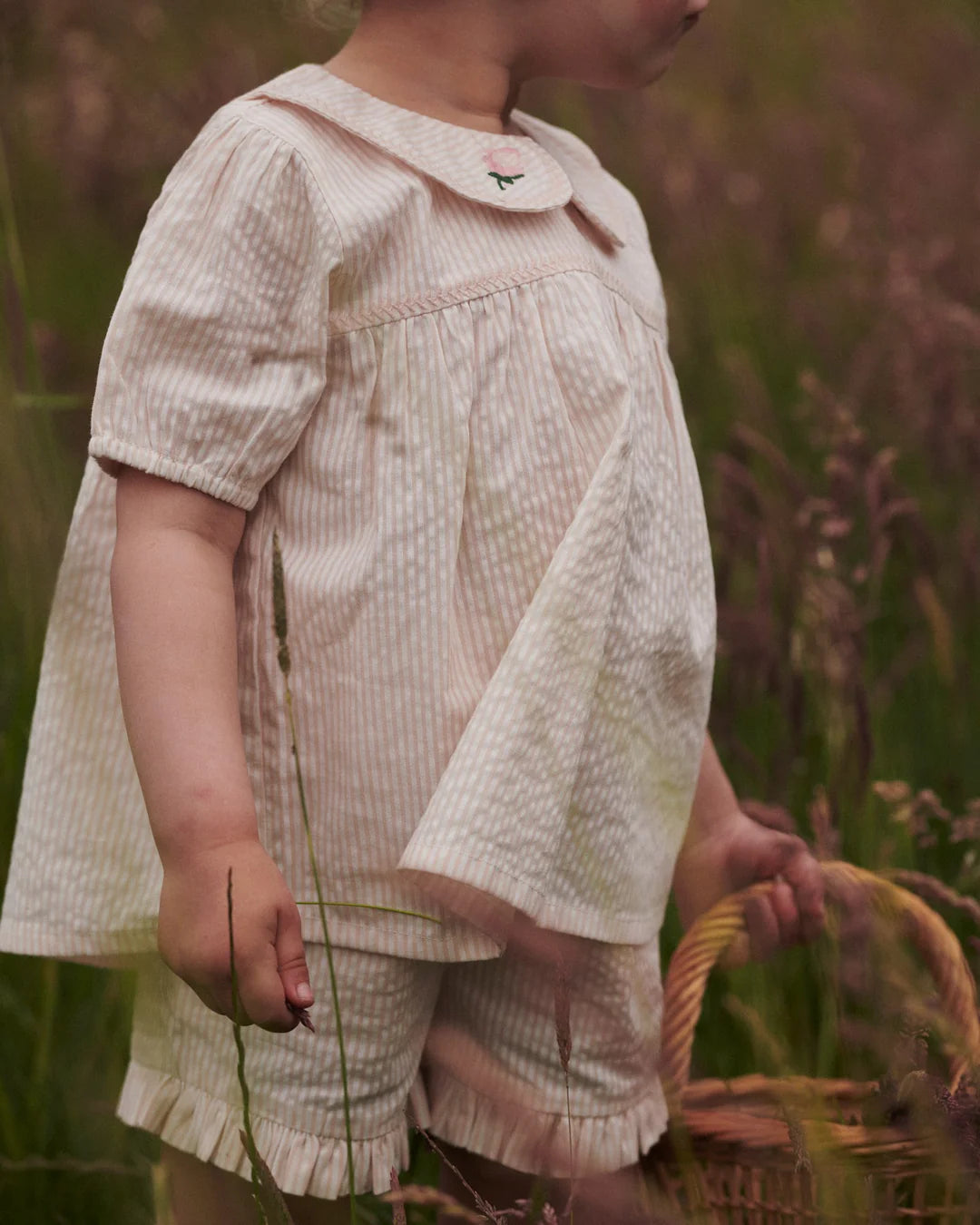Short shorts - Seersucker shorts - Dusty Rose with Cream Stripe - Organic cotton - Copenhagen Colors