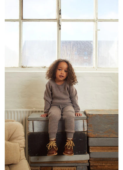 Knitted trousers - Merino Classic Rib Leggings - Merino wool - Nature Melange - Copenhagen Colors
