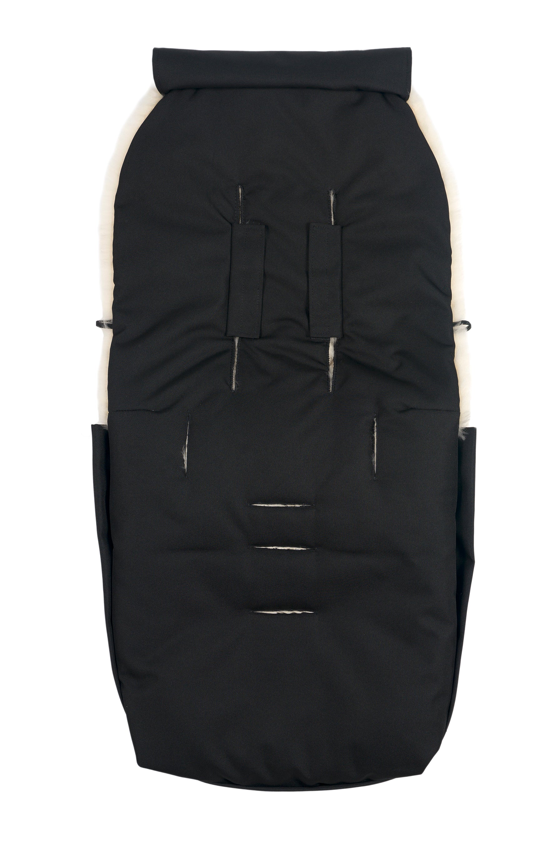 Footmuff Puffmuff® - Merino Sheepskin - Black + Milk - BINIBAMBA