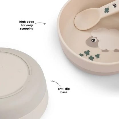 Anti slip kommetje - Foodie bowl - 0+ maanden - Tiny farm - Sand - Done by Deer