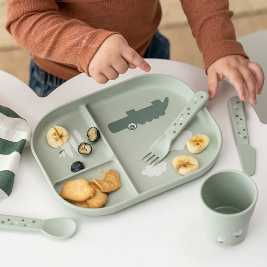Compartment plate - Foodie compartment plate - Croco - Green - Done by Deer