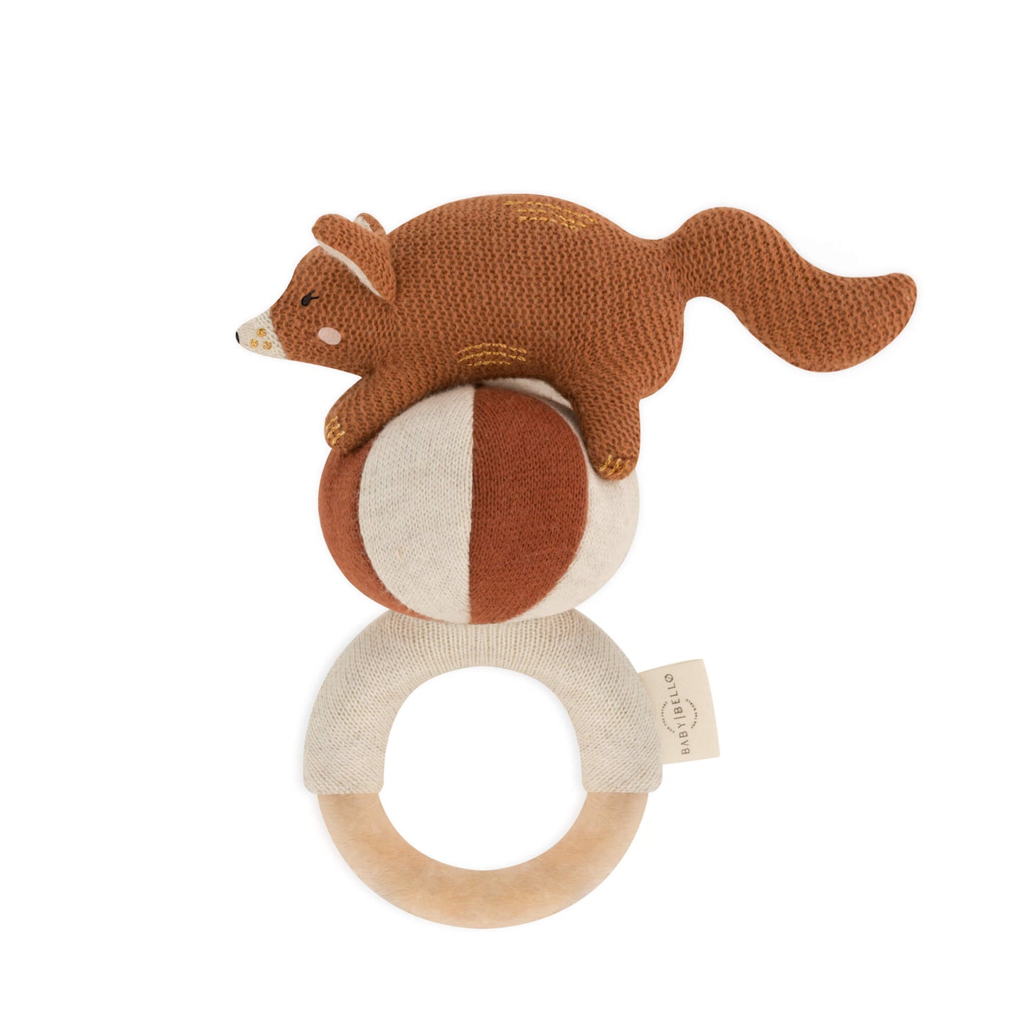 Baby Rassel - Frey der rote Fuchs - Bio-Baumwolle - Cinnamon - Baby Bello