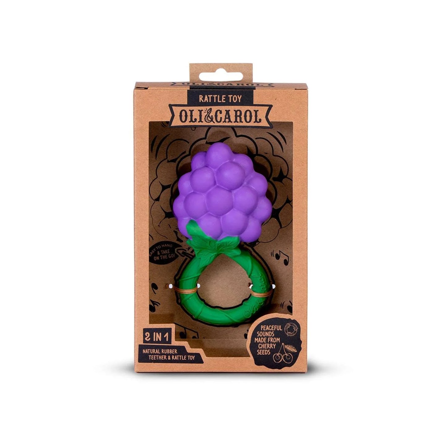 Druif rammelaar & bijtring - Natuurrubber - Grape Rattle Toy - Oli&Carol