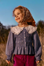 Meisjesblouse Enola - Biologisch katoen - Indigo Cozy Checks - Louise Misha - productfoto - afbeelding 4