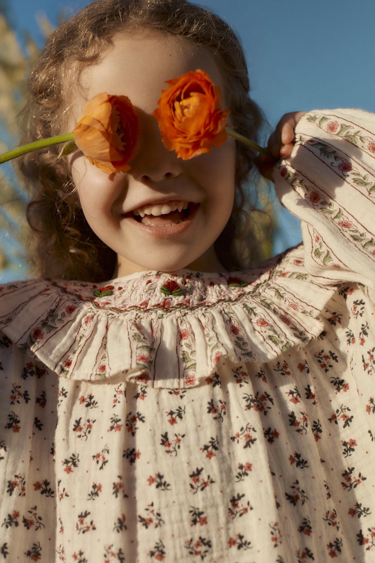 Blouse Ilaria - Biologisch katoen - Cream Pink Sorrel & Cream Flower Beds - Louise Misha - productfoto