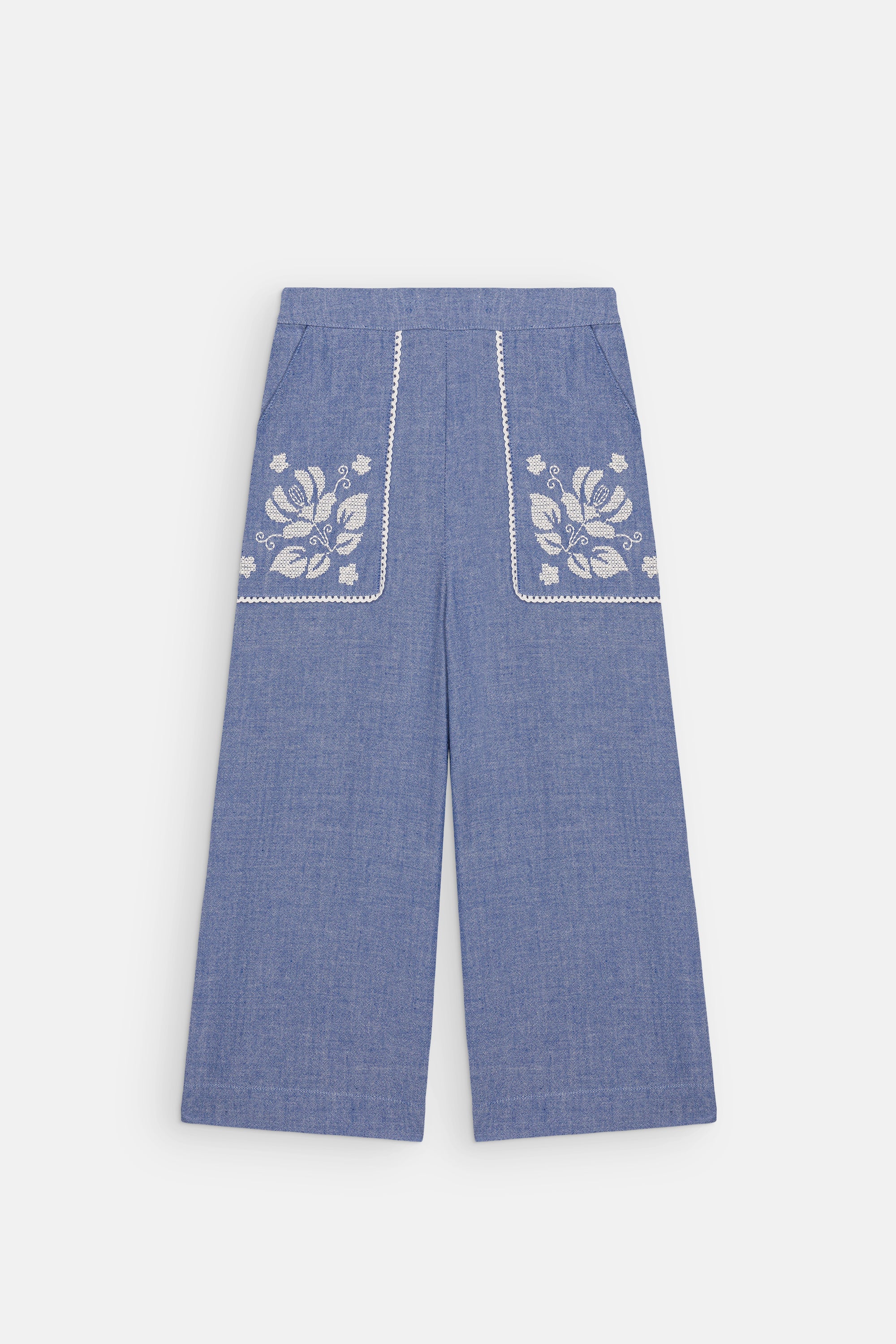 Broek Flofi met borduursels - Biologisch katoen - Light Blue - Louise Misha - productfoto - afbeelding 2