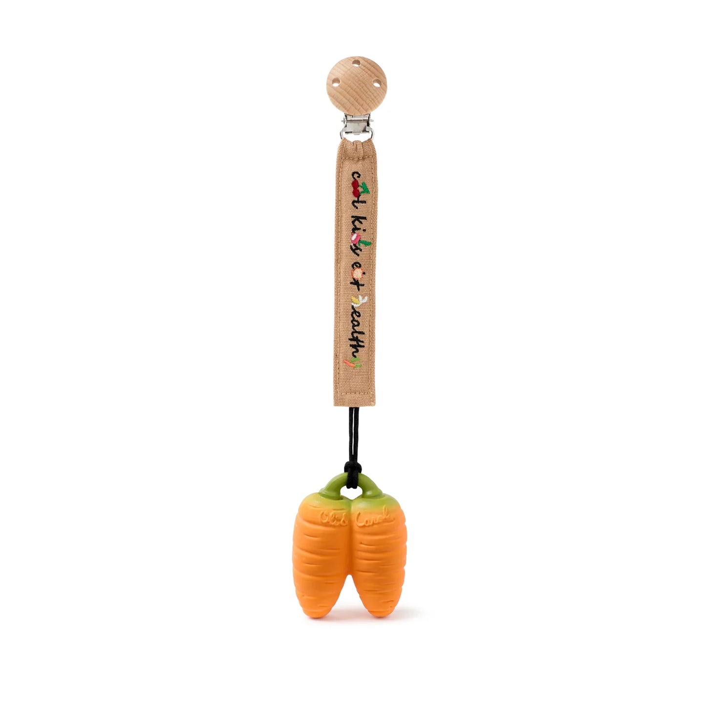 Mini knuffeldoekje & bijtring Cathy the Carrot - Natuurrubber & mousseline - Oli&Carol