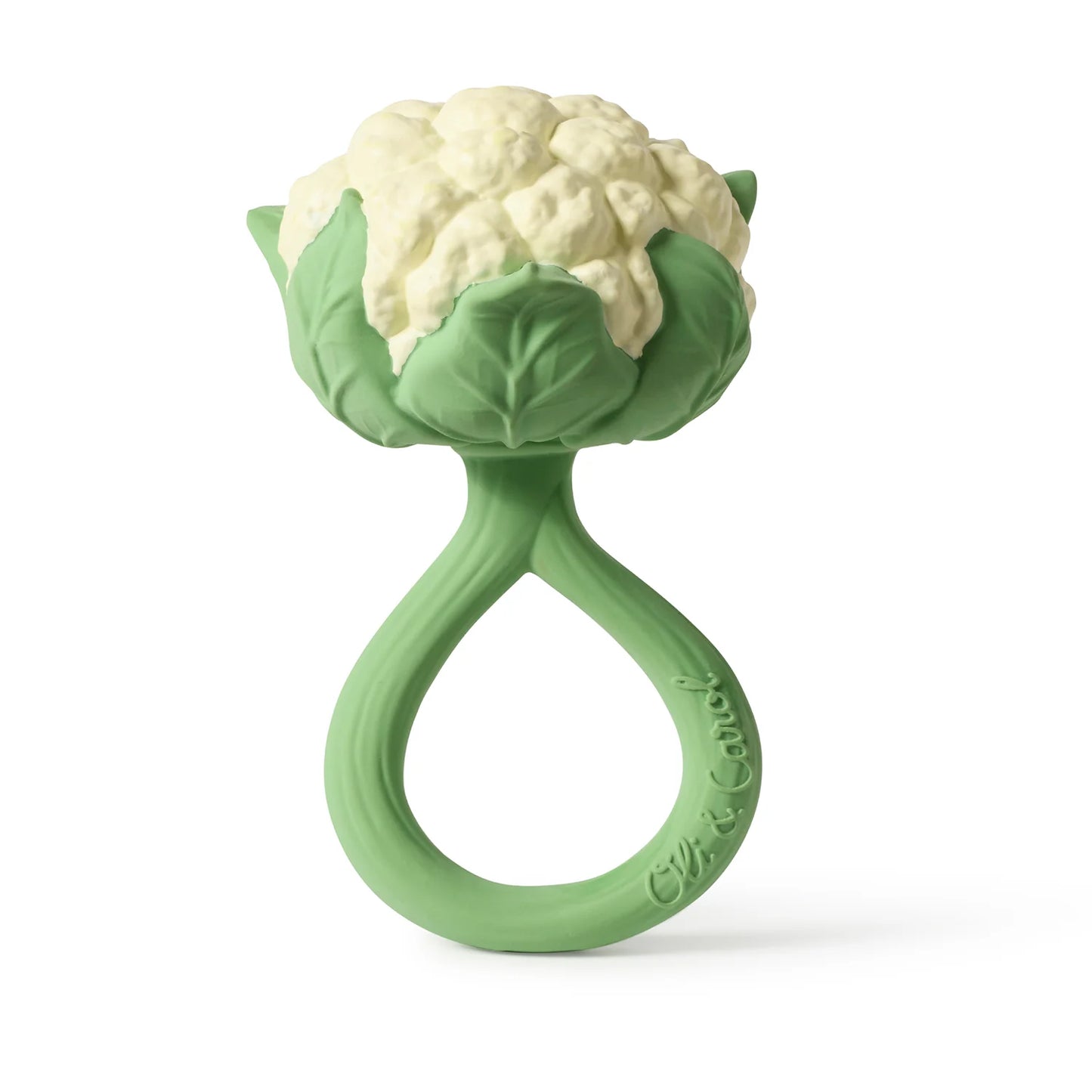 Bloemkool rammelaar & bijtring - 0+ jaae - Cauliflower Rattle Toy - Natuurrubber - Oli&Carol