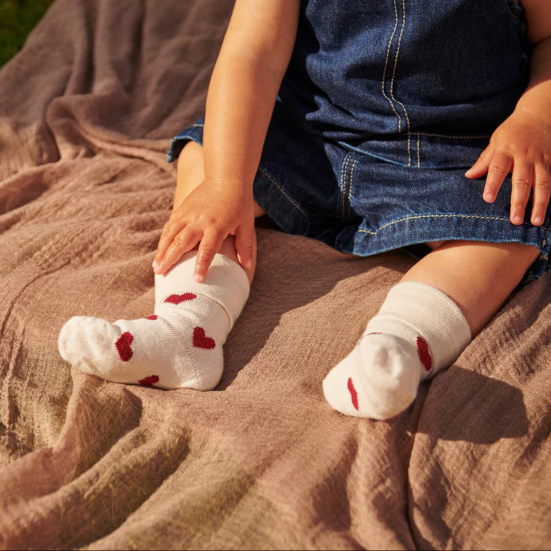Baby sokjes Alvilda - Hartjes/Cream - Katoen - MP Denmark - productfoto - afbeelding 2