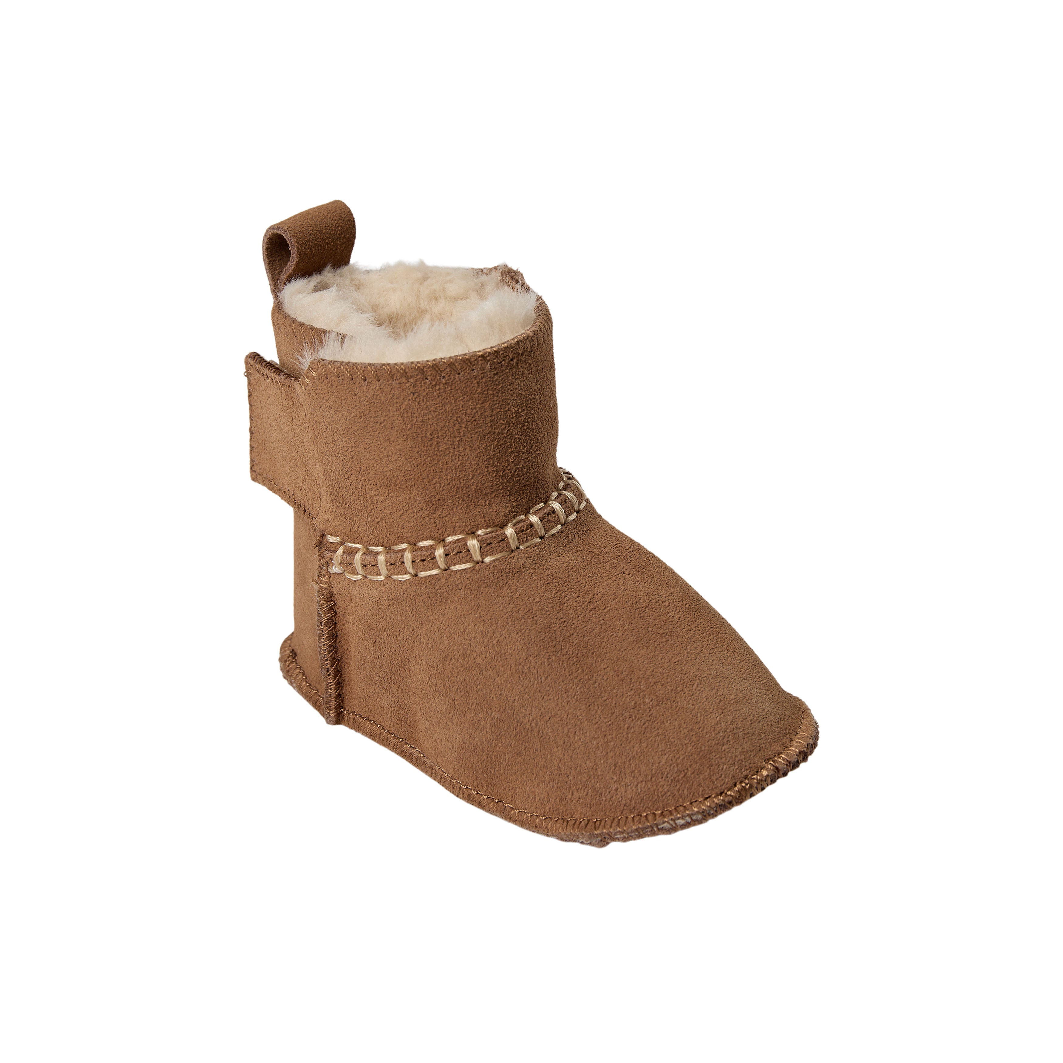 Baby slippers ReneeKB - Suede & wool lined - Tan & Dark Brown - Sofie Schnoor