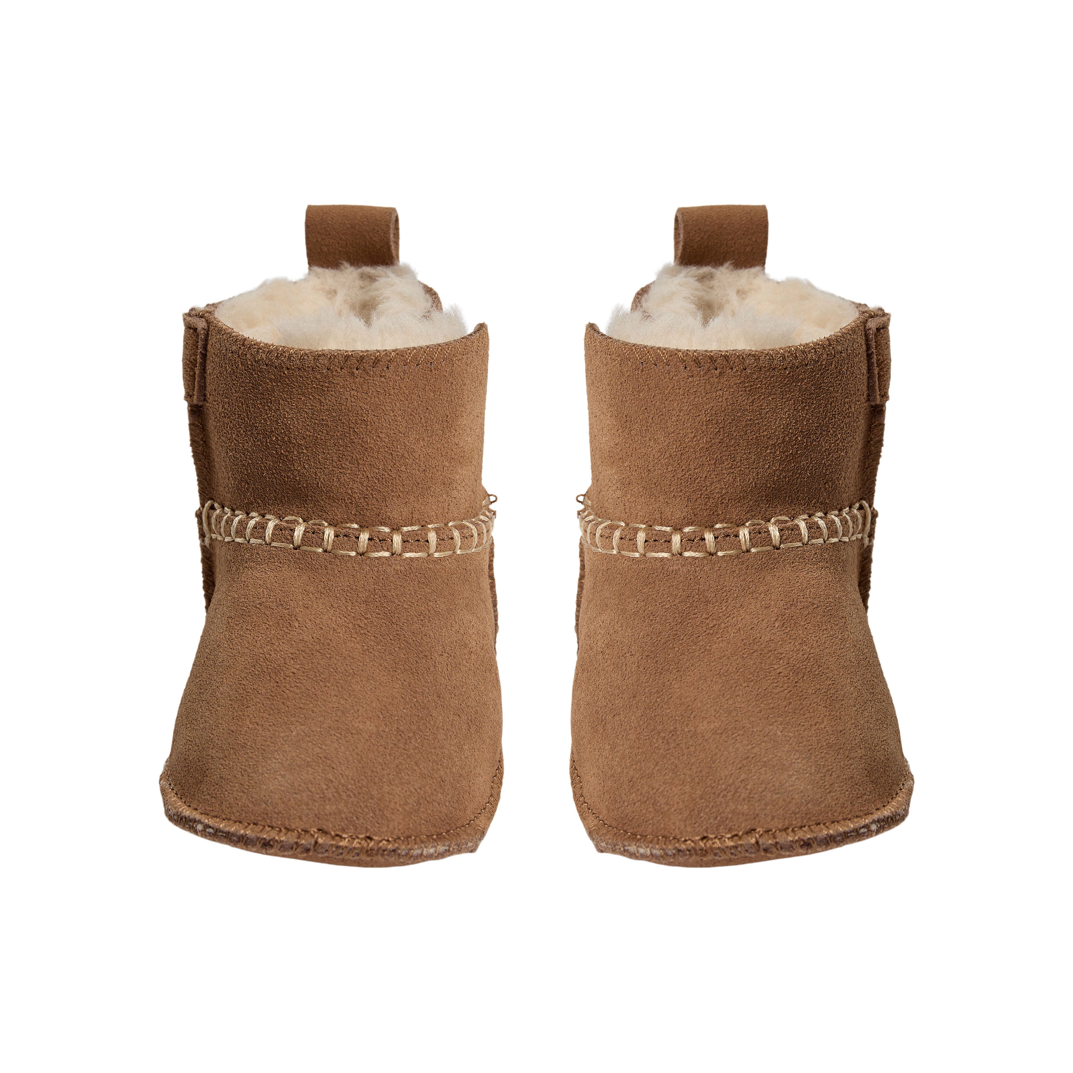 Baby slippers ReneeKB - Suede & wool lined - Tan & Dark Brown - Sofie Schnoor