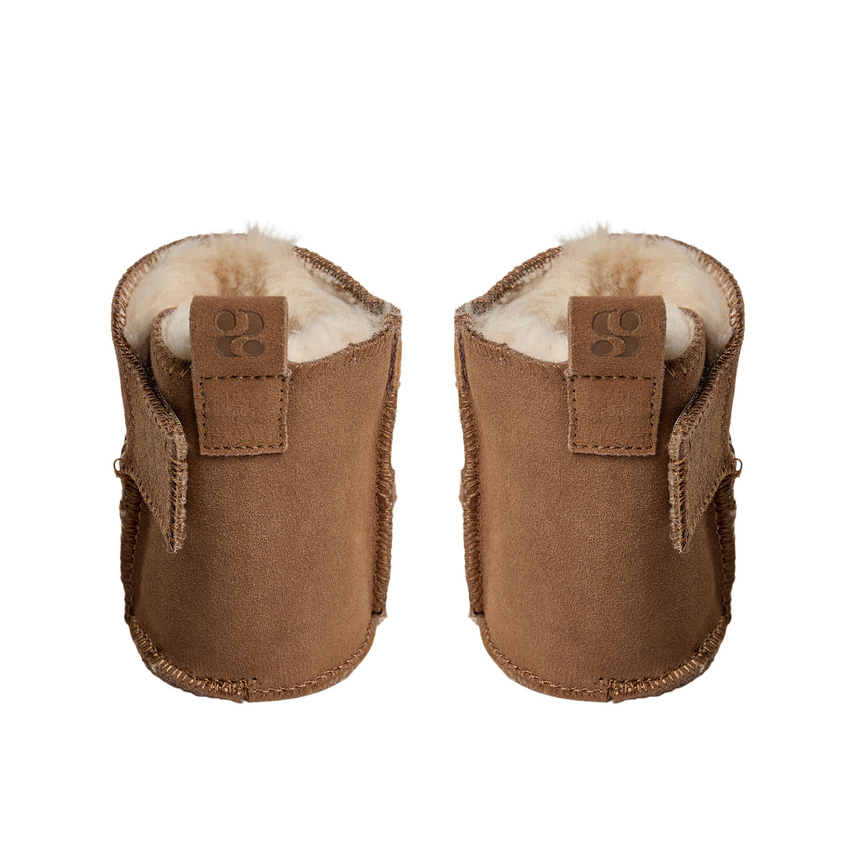 Baby slippers ReneeKB - Suede & wool lined - Tan & Dark Brown - Sofie Schnoor