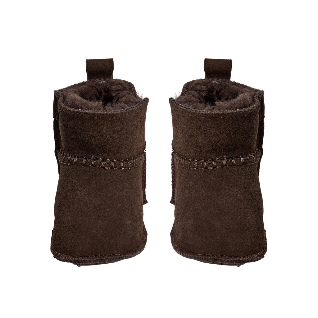 Baby slofjes ReneeKB - Suède & wol gevoerd - Tan & Dark Brown - Sofie Schnoor