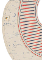 Basic Slabbetjes - Stripe Tricolore/Cielo Marino - 2 pack - Biologisch Katoen - Konges Sløjd - close up