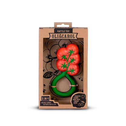 Tomaat rammelaar & bijtring - Natuurrubber - Tomato Rattle Toy - Oli&Carol