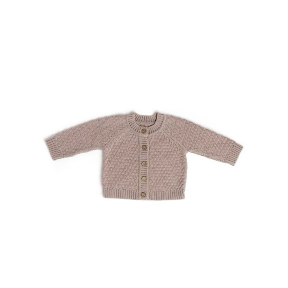 Knitted cardigan - Square knit - Merino wool - Powder/pink - Smallstuff