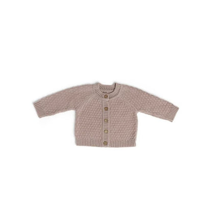 Knitted cardigan - Square knit - Merino wool - Powder/pink - Smallstuff