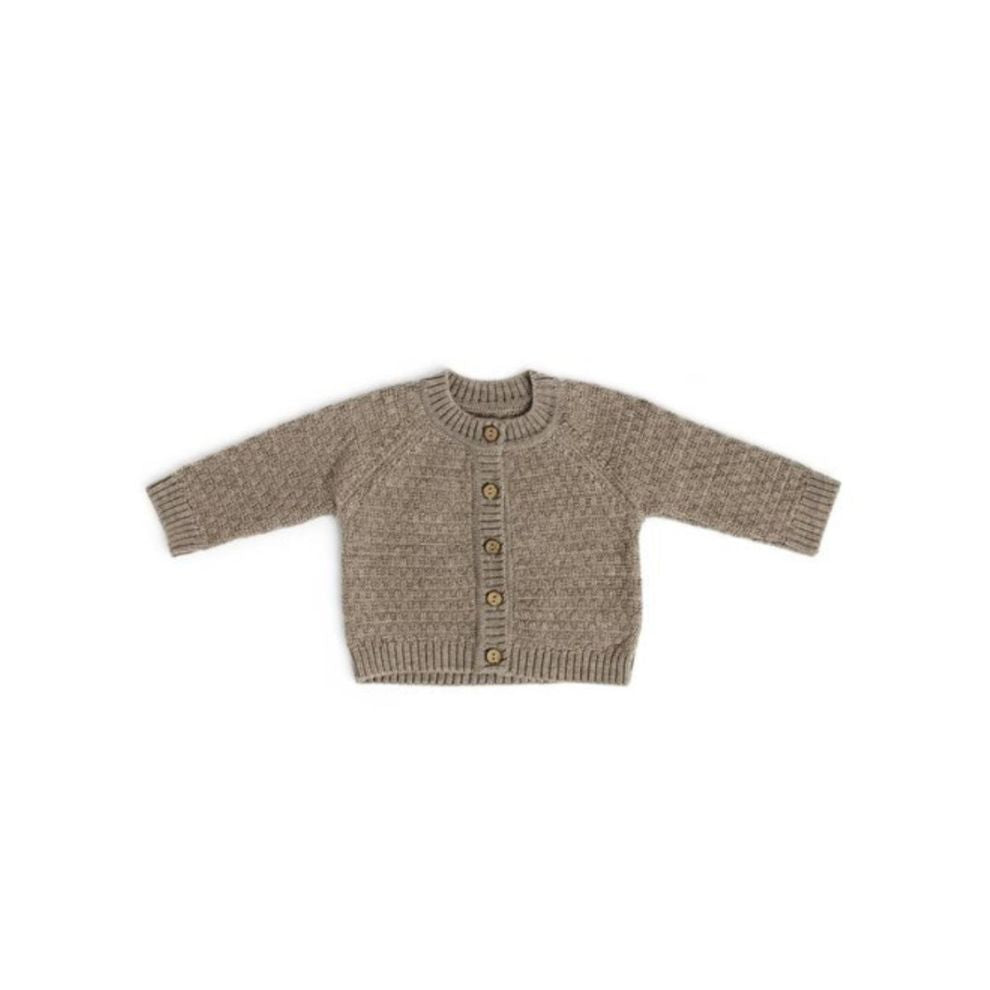 Knitted cardigan - Square knit - Merino wool - Brown - Smallstuff