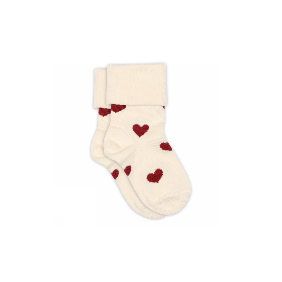 Baby sokjes Alvilda - Hartjes/Cream - Katoen - MP Denmark - productfoto
