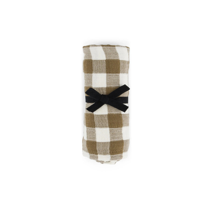 Hydrophilic cloth Bianca - Vichy Nutria/Olive Green - Muslin cotton - Rose in April