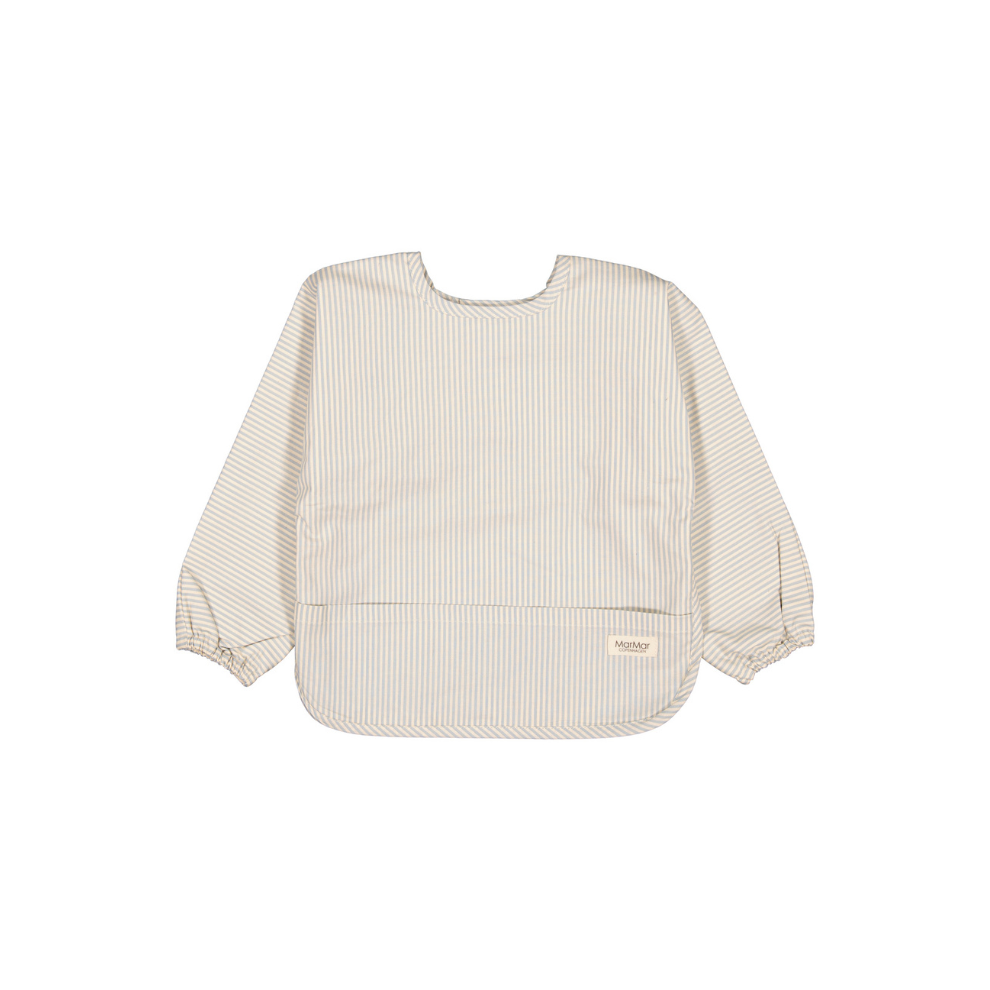 Slabbetje met lange mouwen - Apron LS - Blue stone stripe - Biologisch katoen - MarMar Copenhagen - productfoto
