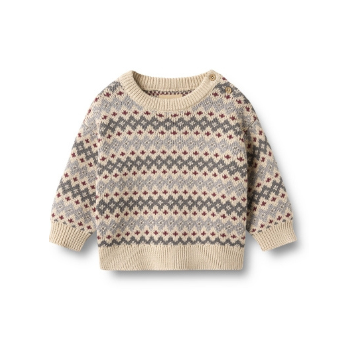 Jacquard trui Harlow - Biologisch katoen - Blue - Wheat
