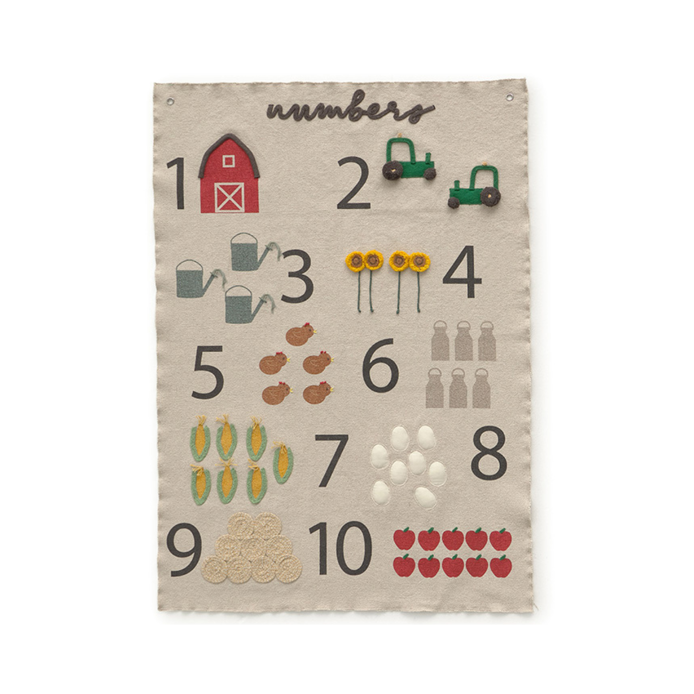 Wall Hanger Farm Numbers – Educatief wandkleed – 70 × 100 cm – Lorena Canals