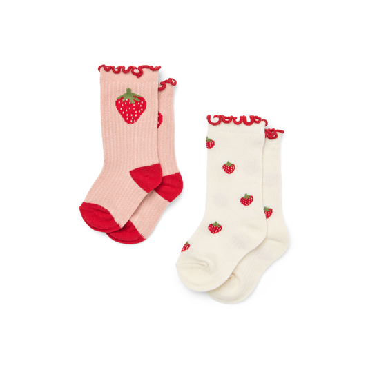 Socks Vigga - White/Pink - Cotton blend - 2 pack - Flöss