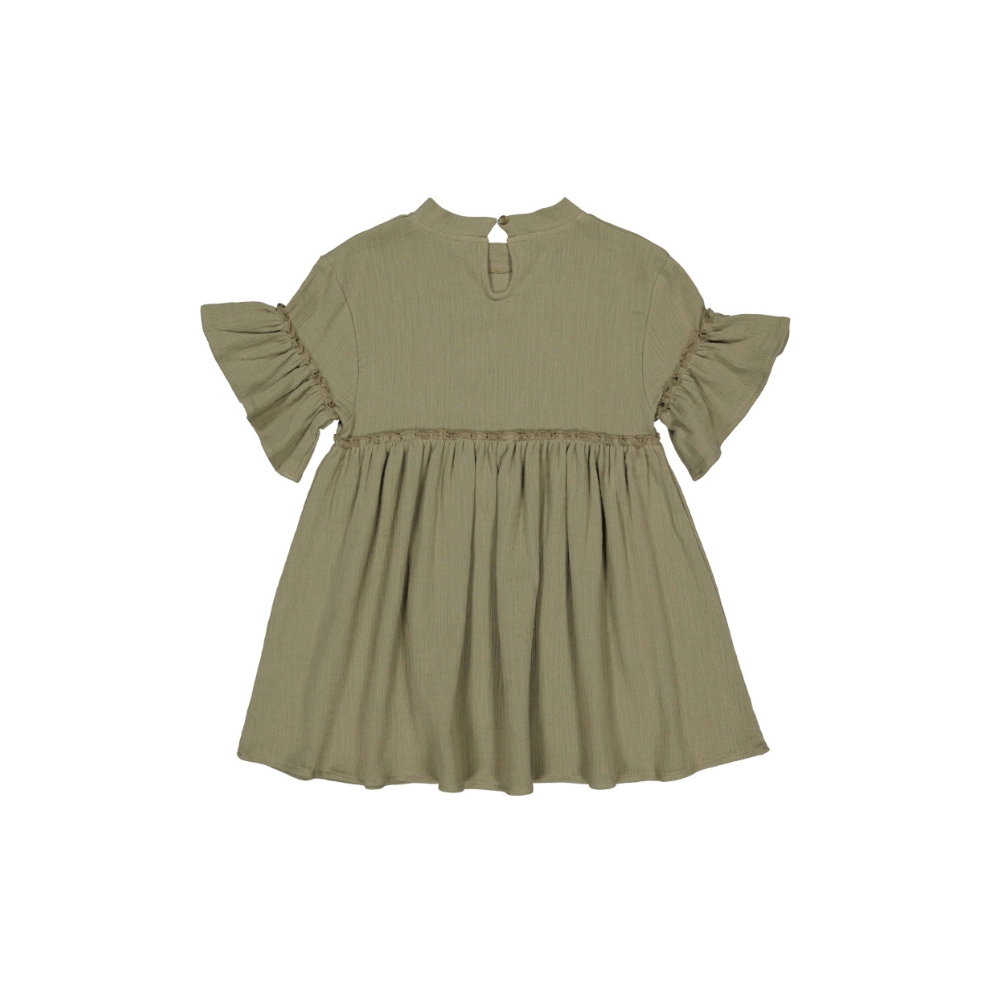 Dress short sleeve - Muslin cotton - Khaki green - Levv Labels