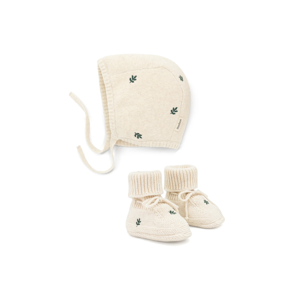 Knitted Hat and Booties Set - Gift Set - Organic Cotton - Moonboon