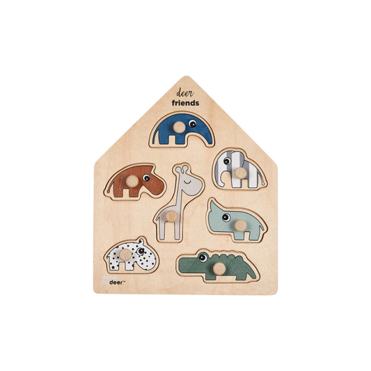 Jigsaw puzzle - Peg puzzle - Deer friends - Colour mix - Done by Deer
