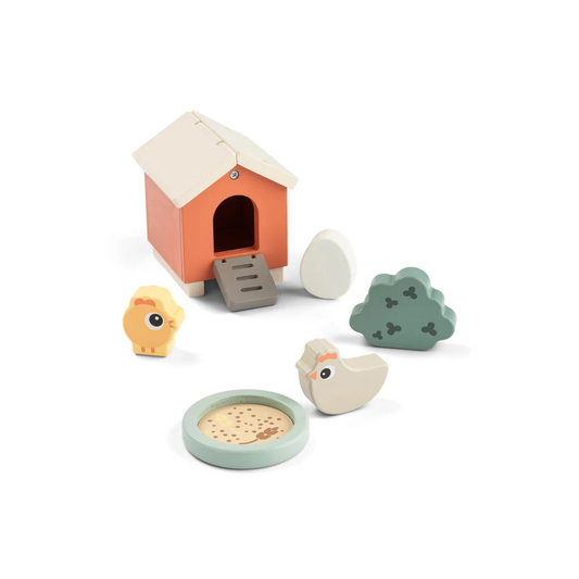 Wooden farm set - Tiny farm play set - Clucky - Colour mix - Done by Deer