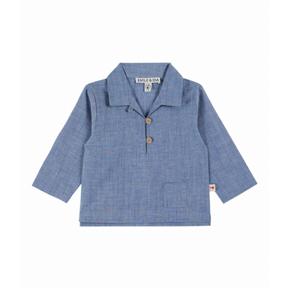 Shirt top - Cotton - Chambray Shirt - Denim Blue - Emile et Ida