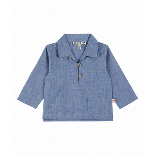Shirt top - Cotton - Chambray Shirt - Denim Blue - Emile et Ida