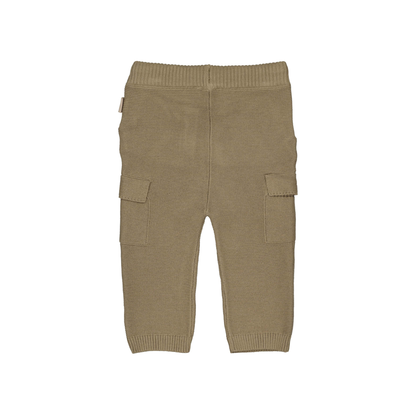 Gebreid cargo broekje Nolan - Light Brown - 100% katoen - LEVV Labels - achterkant