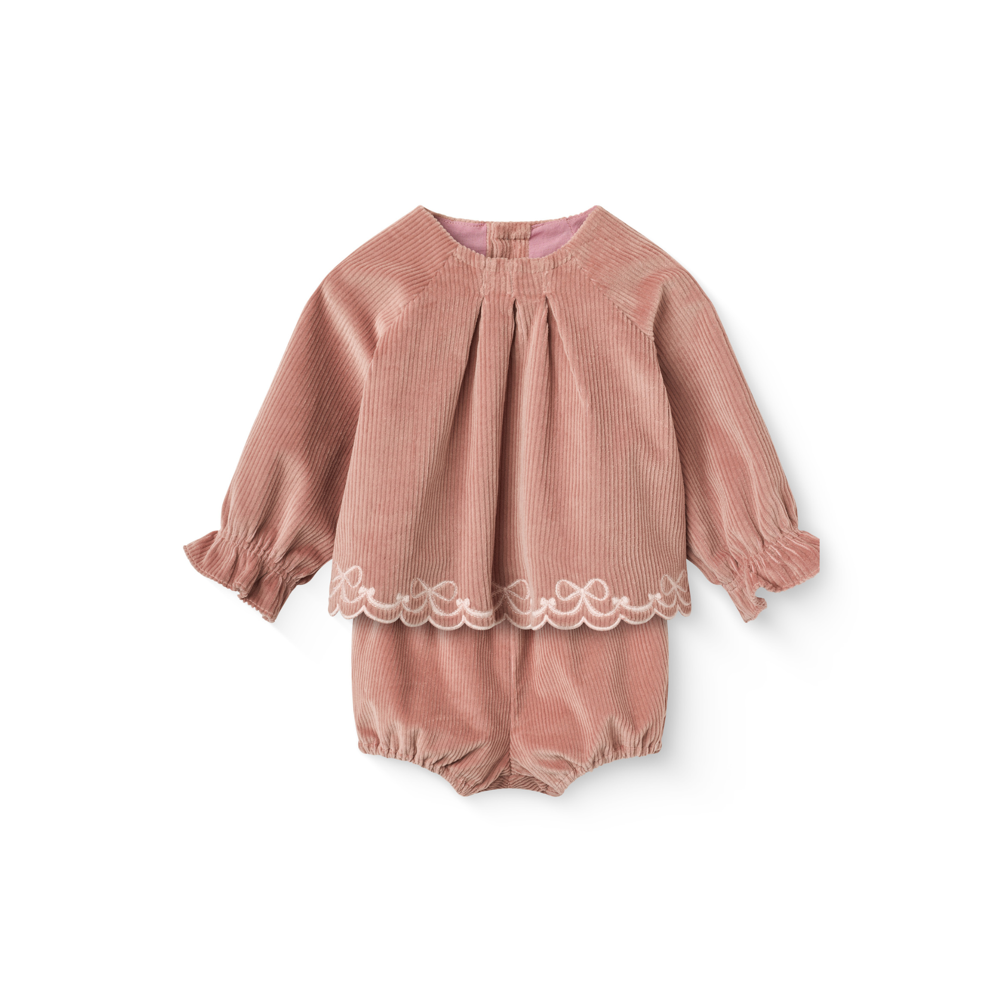 Corduroy baby set met borduursel - Winter Rose - Biologisch katoen - Copenhagen Colors - voorkant