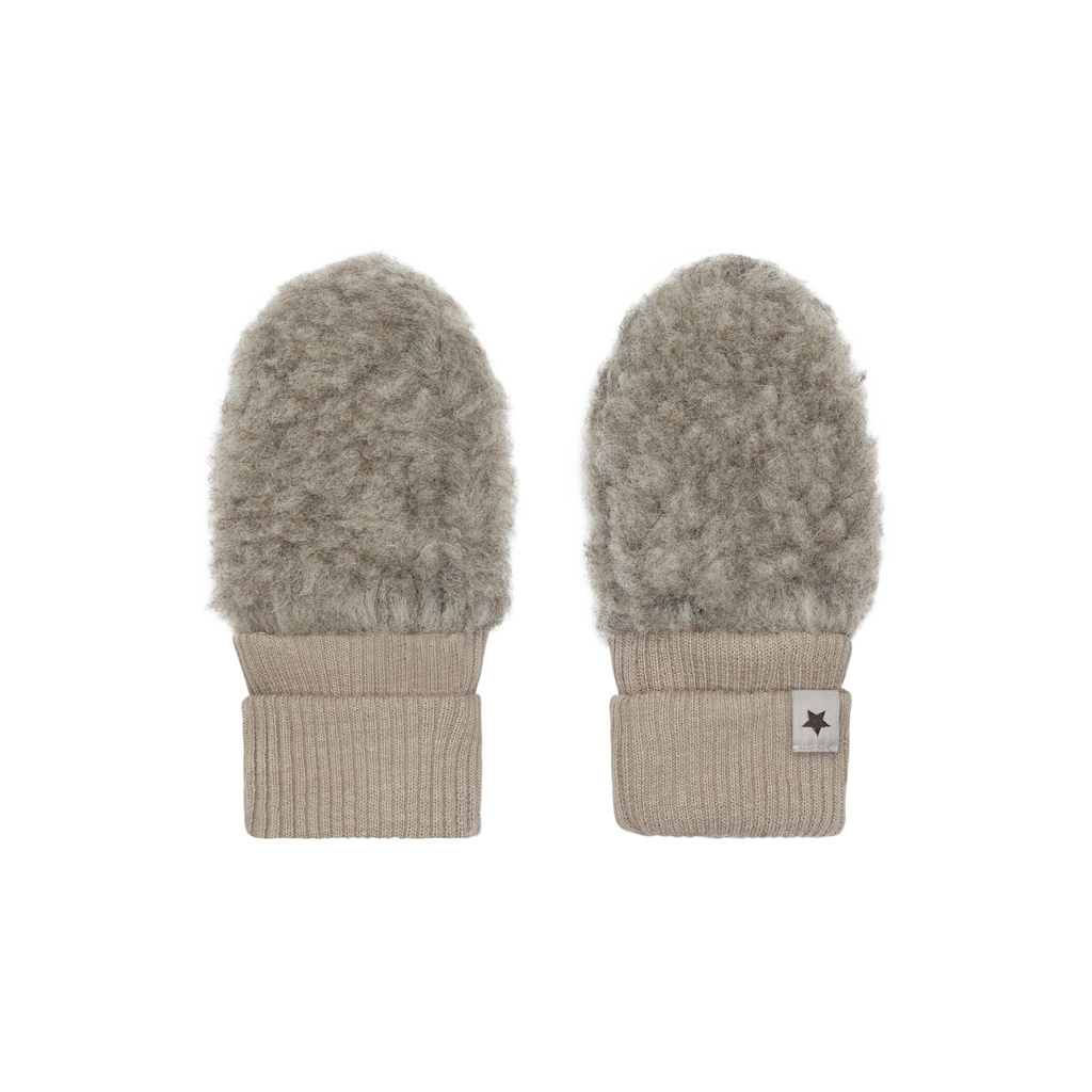 Baby mittens - Wool teddy - Camel Melange - 100% wool - HUTTEliHUT