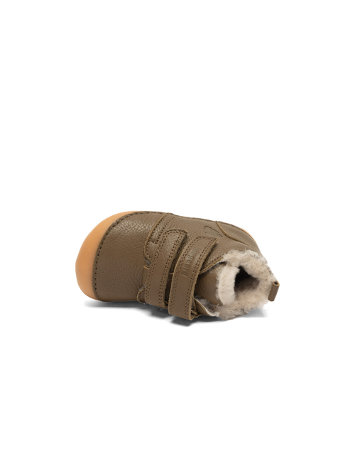 Barefoot Carter Lamb – Khaki – Doublée en laine d'agneau – Chaussures premiers pas – Bisgaard