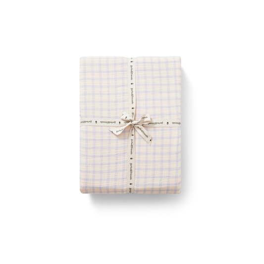 Fitted sheet - Muslin Fitted Sheet Junior - 70x140 - Organic cotton muslin - Gingham Sky Blue - Garbo & Friends