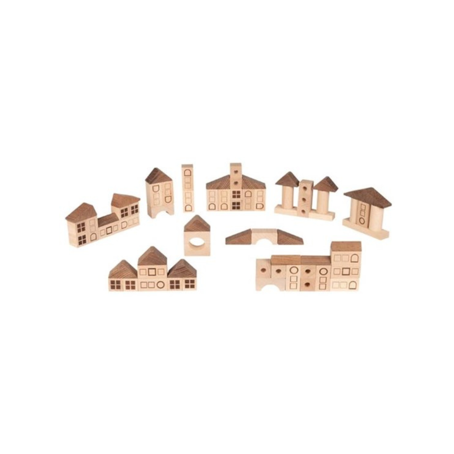 Wooden blocks - Building Bricks Town - 70 pieces - Goki nature