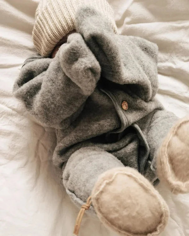 Wool Baby Slippers - Emo - Natural wool - Alwero