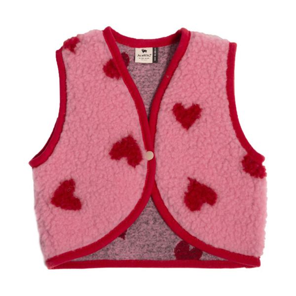 Alwero X Salty – Lulu Baby Gilet – Bubble Gum Heart – Wol