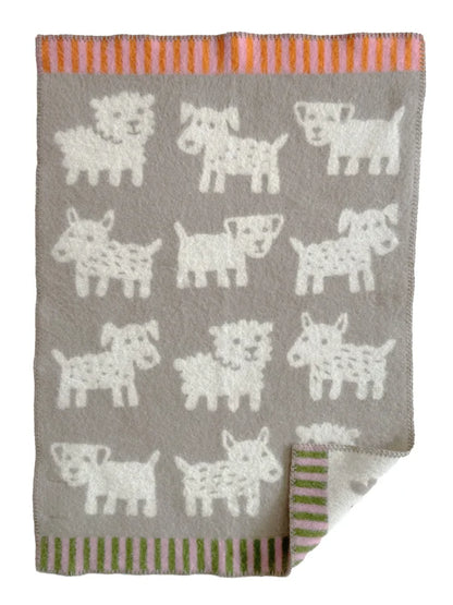 Wiegedecke Voff Hunde - Bio-Wolle - Beige - 65x90 cm - Klippan