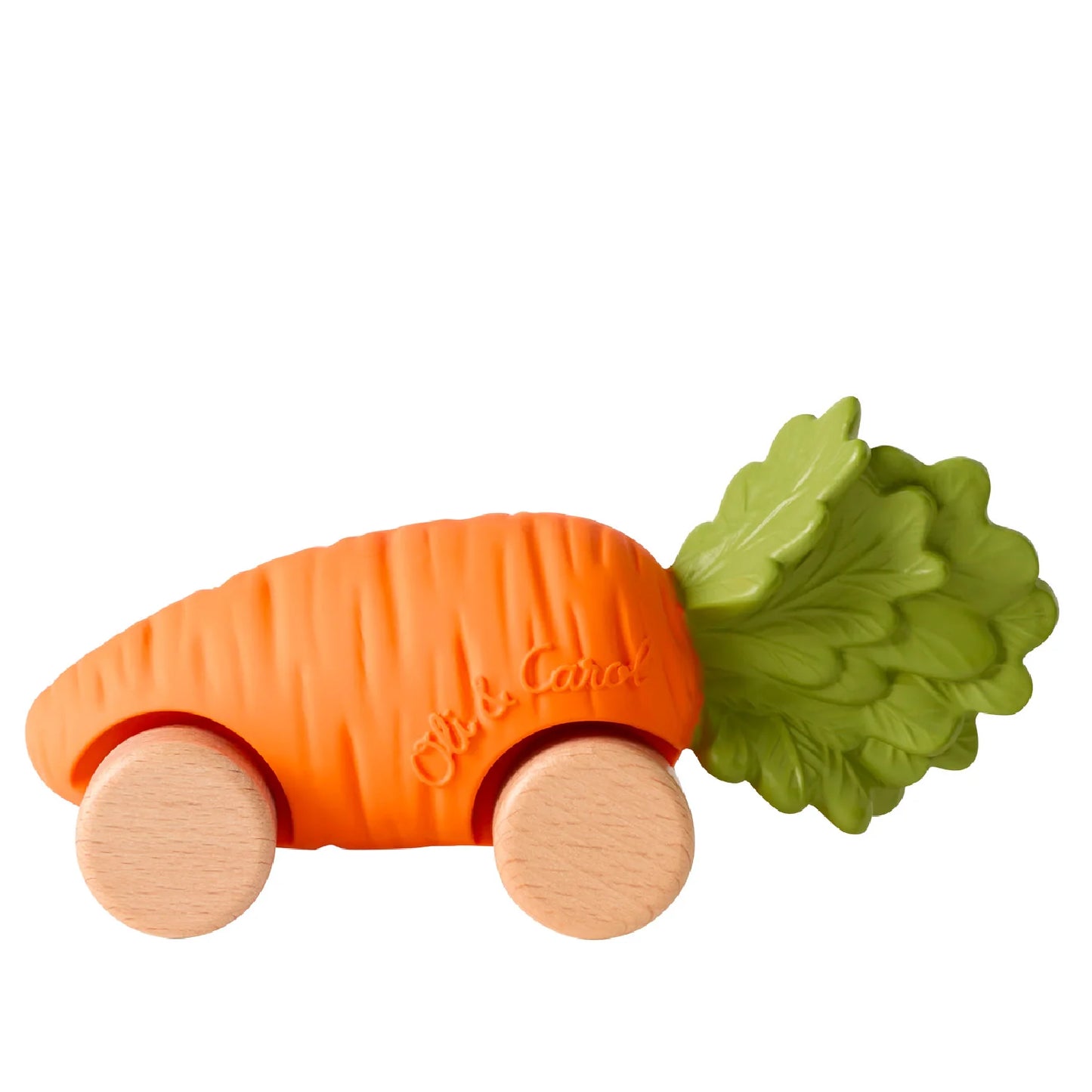 Speelgoedauto Cathy the Carrot met garage & racebaan - 0+ jaar - Natuurrubber & FSC-hout - Oli&Carol