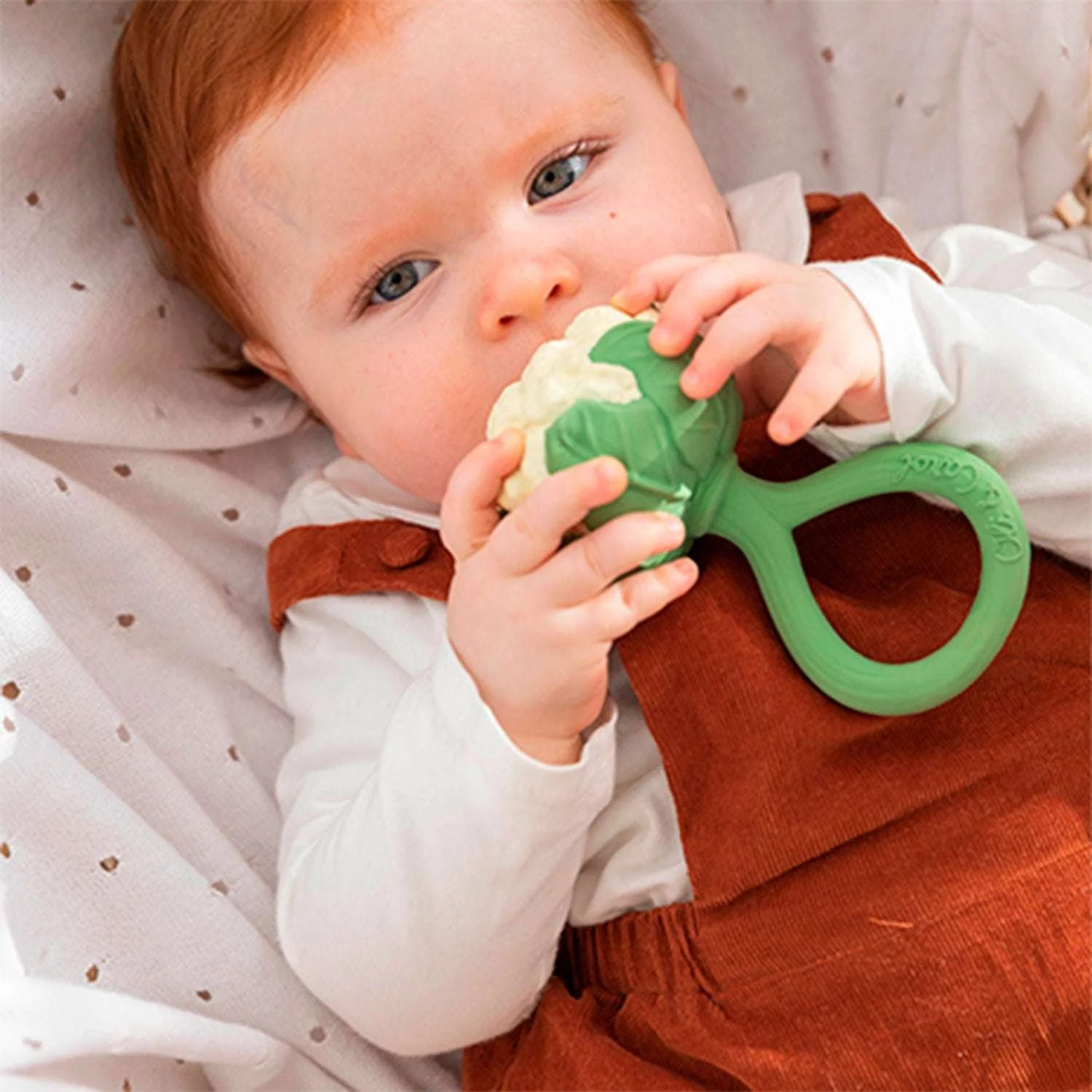 Bloemkool rammelaar & bijtring - 0+ jaae - Cauliflower Rattle Toy - Natuurrubber - Oli&Carol