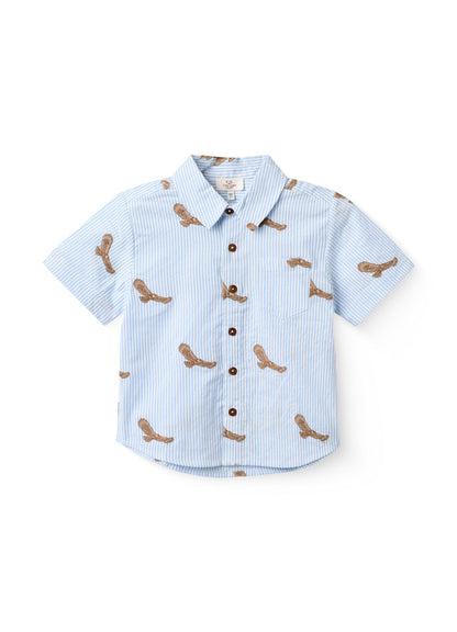 Korte mouwen top - Overhemd - Eagles - Biologisch katoen - Blauw - Copenhagen Colors voor