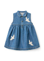 Denim jurk met gehaakte duifjes - Biologisch katoen - Copenhagen Colors voor