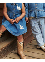 Denim jurk met gehaakte duifjes - Biologisch katoen - Copenhagen Colors onder