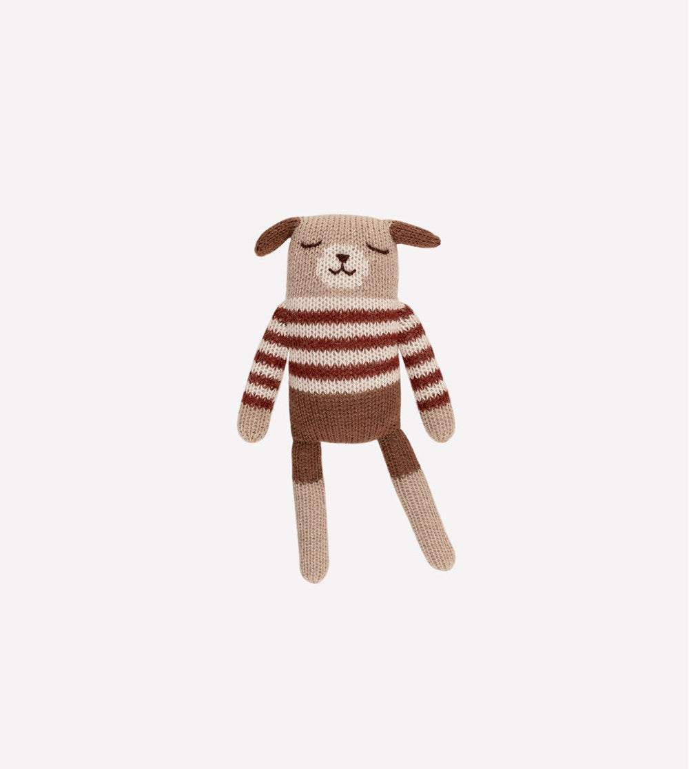 Gestrickter Kuscheltier Hund/Welpe - Gestreifter Pullover - Alpaka-Wolle - Main Sauvage