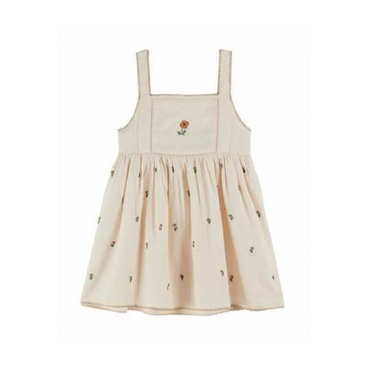 Jurkje met borduursel - Robe Brodee - Biologisch katoen - Creme - Emile et Ida voor